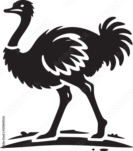 black ostrich vector illustration, ostrich silhouette vector, ostrich vector icon, ostrich silhouette vector black and white