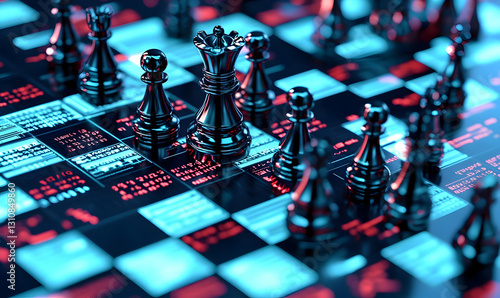 Modern Chess Game with Digital Theme in Futuristic Design