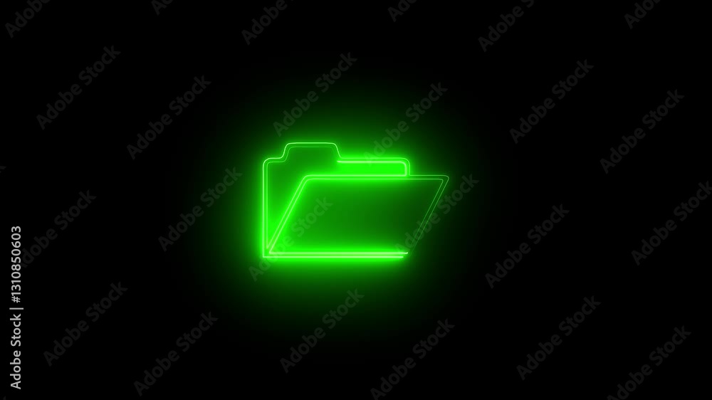 Computer file folder with documents Neon glowing mobile device folder icon animated.4k video Computer file folder with documents Neon glowing mobile device folder icon animated.4k video
