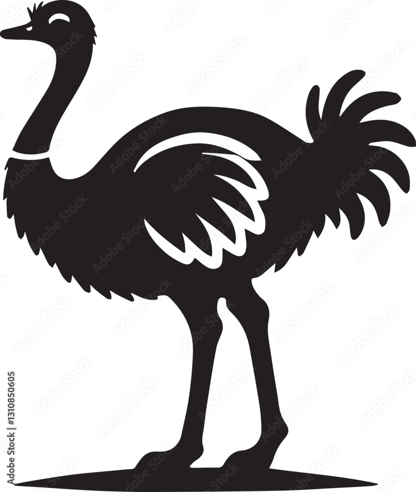 Fototapeta premium black ostrich vector illustration, ostrich silhouette vector, ostrich vector icon, ostrich silhouette vector black and white
