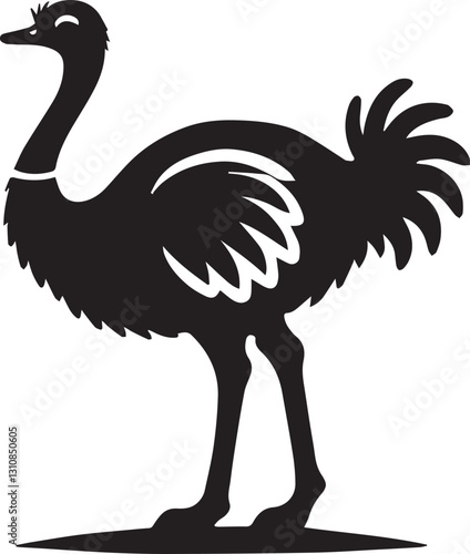 black ostrich vector illustration, ostrich silhouette vector, ostrich vector icon, ostrich silhouette vector black and white
