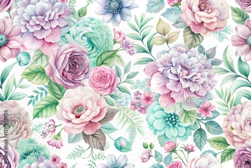 Pastel Floral Pattern, Soft Flower Background, Pretty Floral Design, White Floral Wallpaper, Delicate Bloom Print