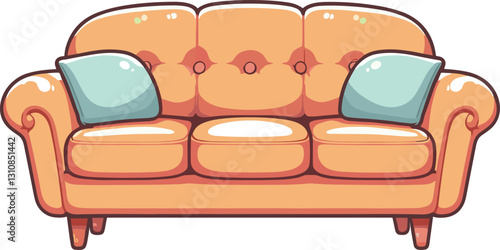 オレンジのソファのイラスト