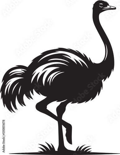 black ostrich vector illustration, ostrich silhouette vector, ostrich vector icon, ostrich silhouette vector black and white
