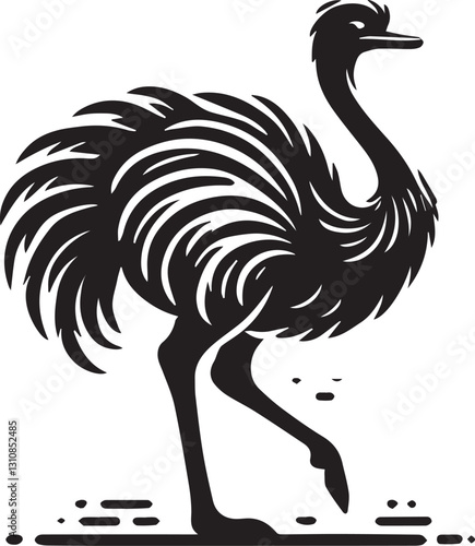 black ostrich vector illustration, ostrich silhouette vector, ostrich vector icon, ostrich silhouette vector black and white