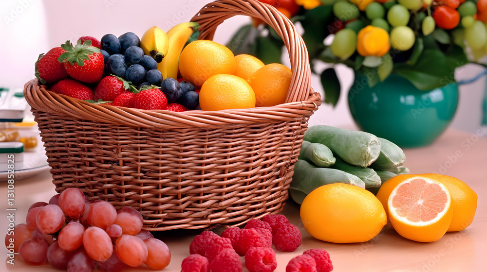Colorful Fruit Basket Still Life Photographing Displaying Fruit Colorful Fruit Basket Still Life Photographing Displaying Fruit