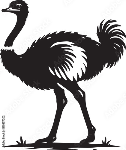 black ostrich vector illustration, ostrich silhouette vector, ostrich vector icon, ostrich silhouette vector black and white
