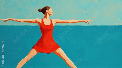 Wallpaper Mural Summer yoga session on the beach vibrant movement coastal serenity artful expression tranquil vibes Torontodigital.ca