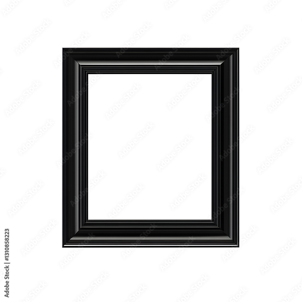 Fototapeta premium Vector illustration of a black picture frame isolated on transparent white background, clipping path, pen tool.