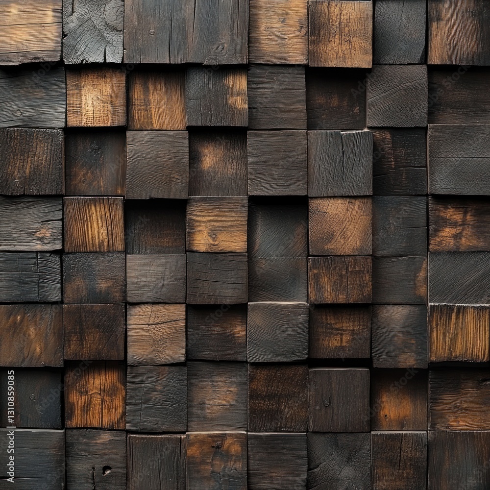 Dark brown wood block wall texture. Dark brown wood block wall texture.