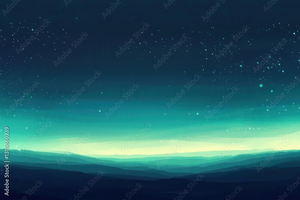 ethereal celestial gradient transitioning from deep midnight blue to soft turquoise, with subtle nebula-like textures and delicate star particles floating throughout the composition ethereal celestial gradient transitioning from deep midnight blue to soft turquoise, with subtle nebula-like textures and delicate star particles floating throughout the composition