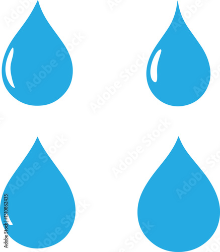 set of water drops. Vector blue water drop icon set. Flat droplet logo shapes collection
