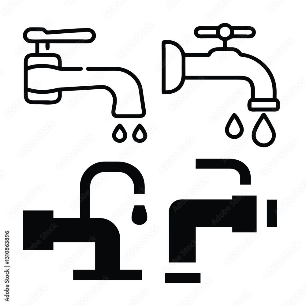 Simple Vector Illustration of Water Faucets and Pipes Simple Vector Illustration of Water Faucets and Pipes