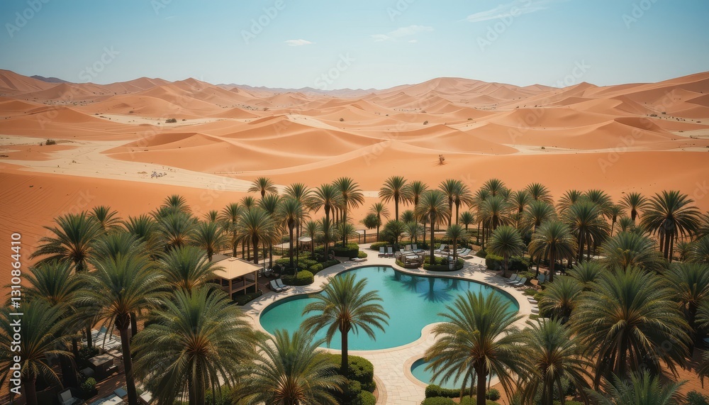 Desert Oasis Resort Pool Luxury Getaway Palm Trees Scenic View Desert Oasis Resort Pool Luxury Getaway Palm Trees Scenic View