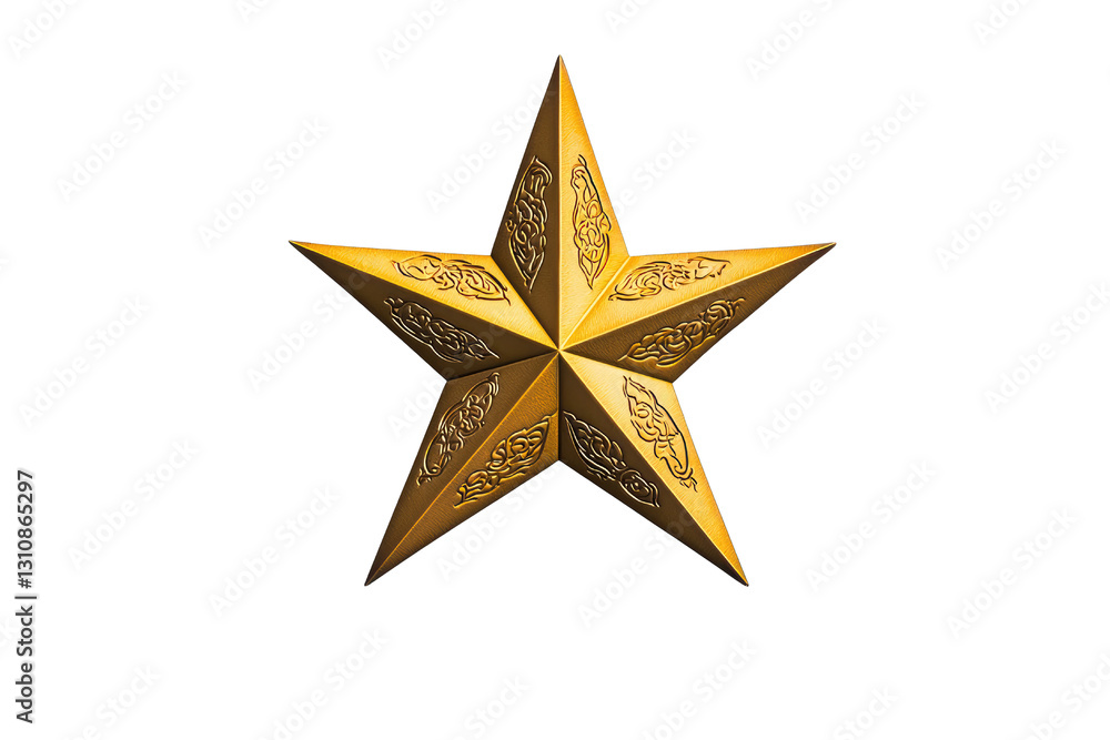 Obraz premium Elegant golden star with intricate designs for decorative purposes.
