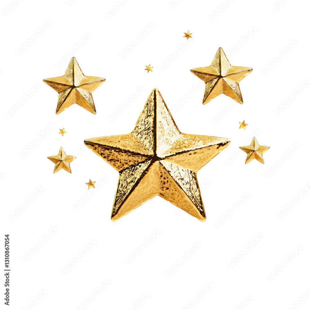 Obraz premium Shiny golden stars in various sizes create a celestial vibe.