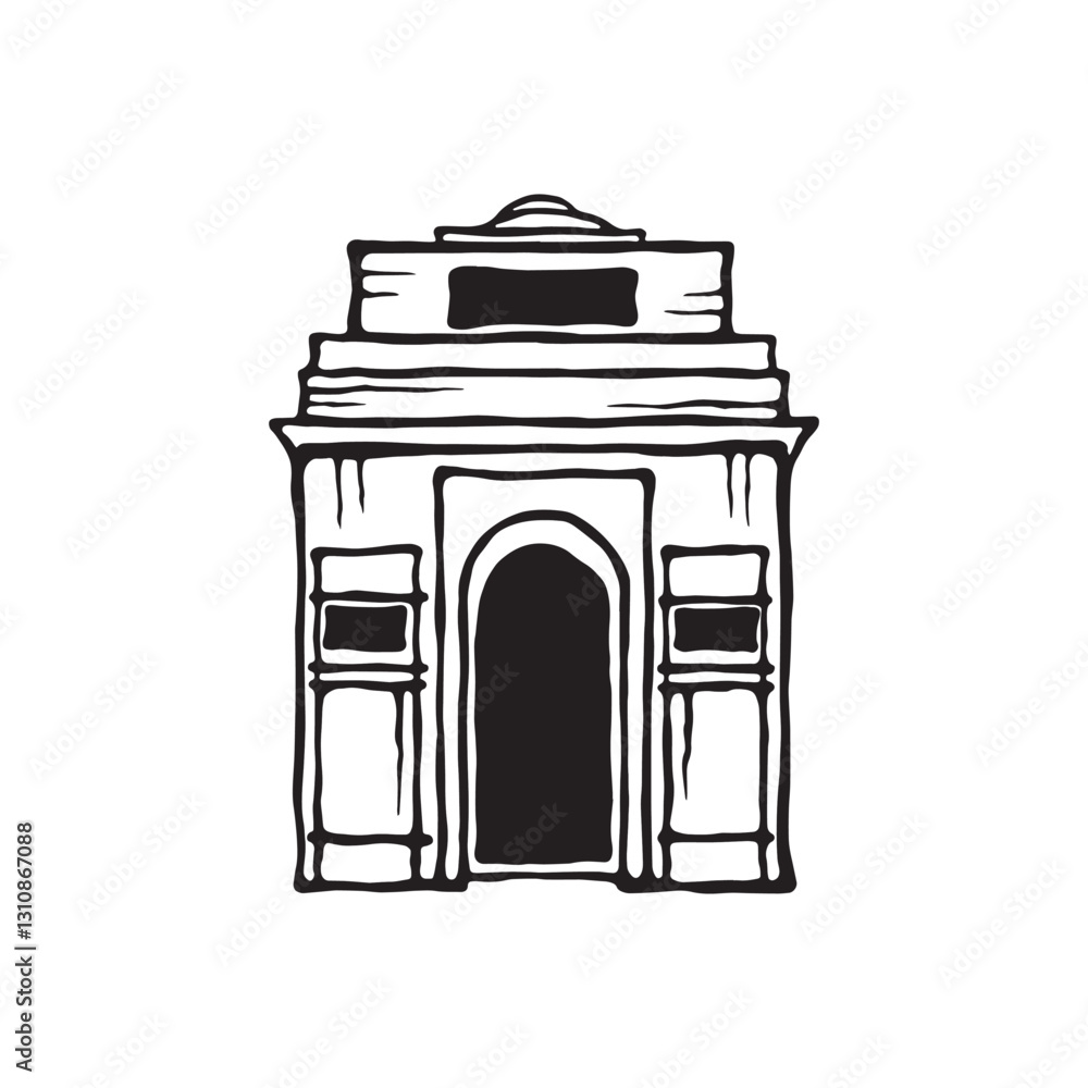 Fototapeta premium Gateway Of India Mumbai Silhouette Line Art Vector Stock Illustrations 