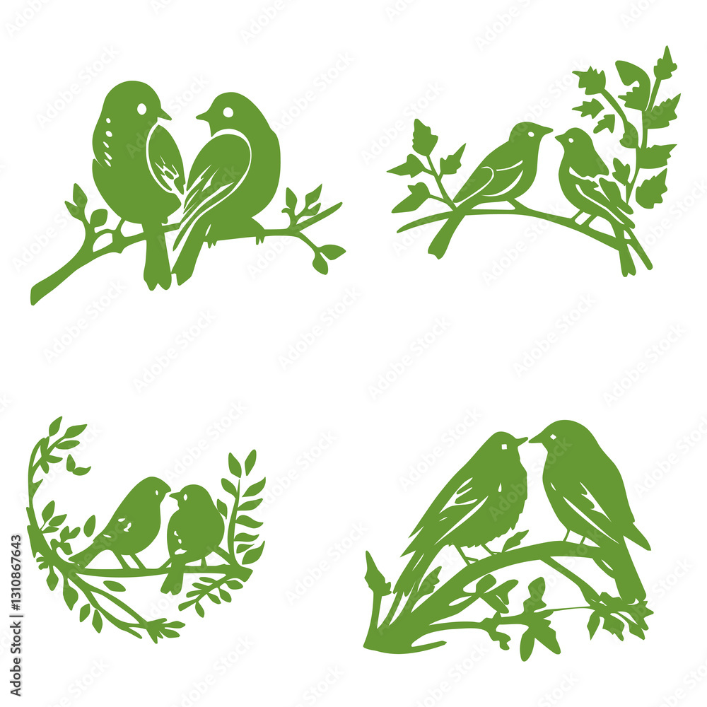 Fototapeta premium small bird nesting on branch symbol of protection and affection