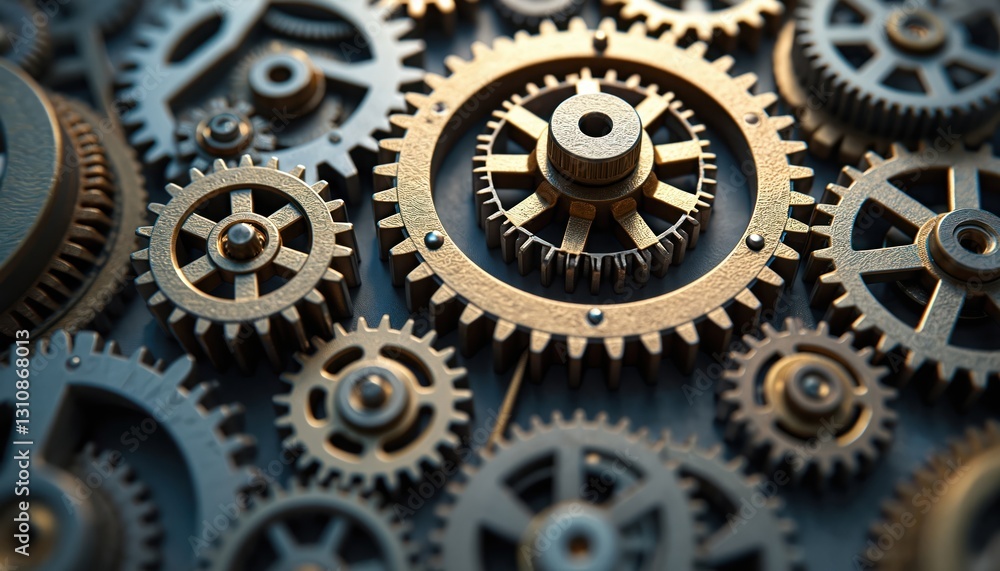 Intricate system of interconnected cogwheels complex thought processes. Turning gears mechanism in motion shows abstract idea of teamwork, collaboration, communication, creativity, innovation, Intricate system of interconnected cogwheels complex thought processes. Turning gears mechanism in motion shows abstract idea of teamwork, collaboration, communication, creativity, innovation,