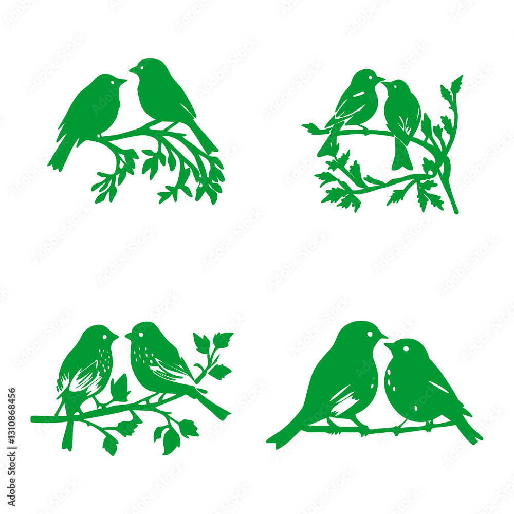 Fototapeta premium love birds on a leafy branch conveys a message of harmony and love
