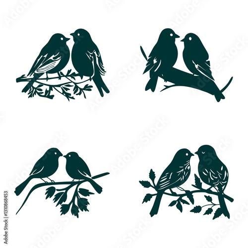 elegant logo of birds in perfect harmony in natural environment