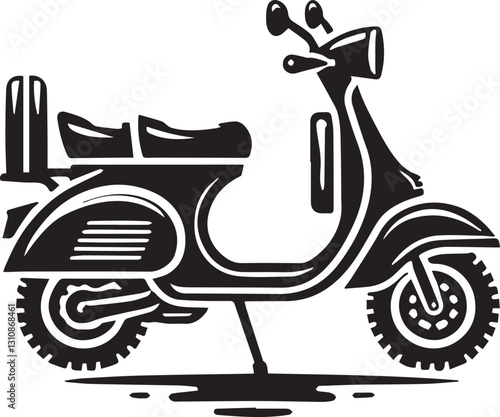 black scooter vector illustration, scooter silhouette vector, scooter vector icon, scooter silhouette vector black and white