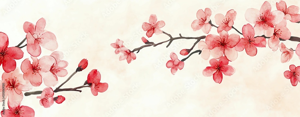 Fototapeta premium Dreamy Blossom Pattern Delicate cherry blossoms on a soft background.