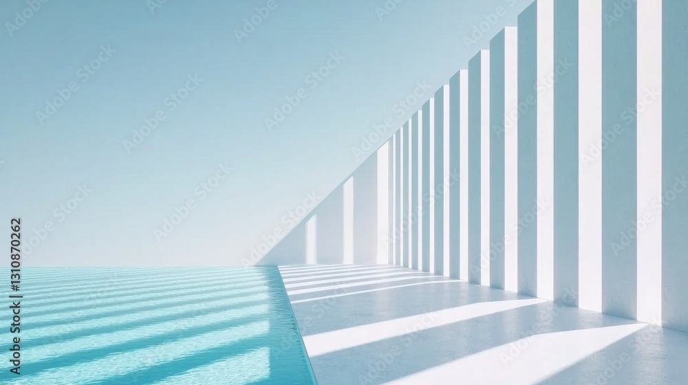 Obraz premium Tranquil Architectural Space with Water and Light Play