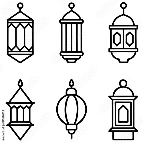 Wallpaper Mural set of Islamic religious symbols Linear icon collection vector art illustrations. Eid Mubarak Torontodigital.ca