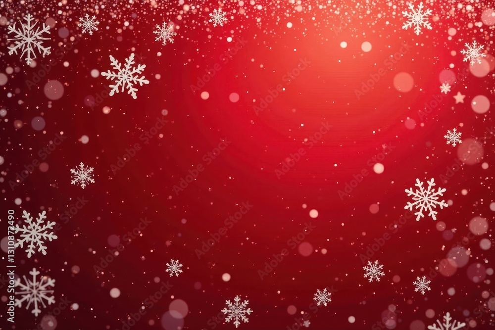 Red backdrop densely covered with delicate white snowflakes , celebration, card Red backdrop densely covered with delicate white snowflakes , celebration, card