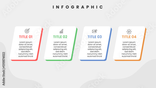 Creative infographic template with 4 options. Modern business presentation with icons. Pitch deck template.