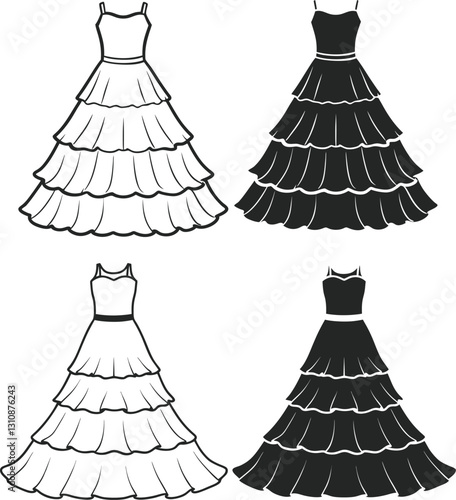 Tiered Maxi Dress technical fashion illustration