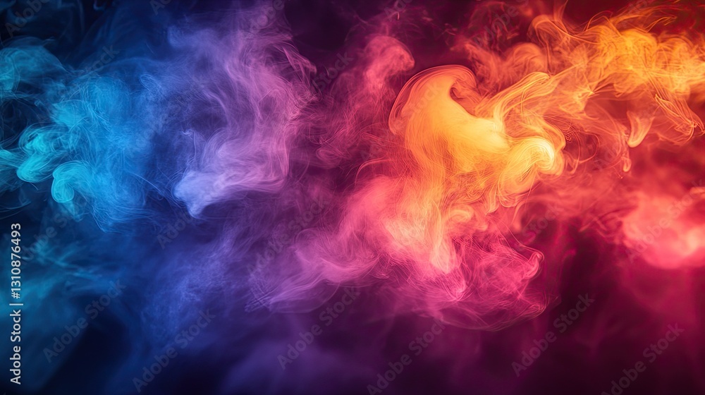 A vibrant abstract composition featuring swirling wisps of smoke in hues of blue and red, set against a deep black background. A vibrant abstract composition featuring swirling wisps of smoke in hues of blue and red, set against a deep black background.