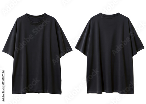 Plain Black Oversized T-shirt Front and Back for Streetwear, in Transparent Background