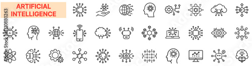 Artificial Intelligence Icon Bundle – AI Technology, Machine Learning, Neural Network, Robotics & Automation Icons