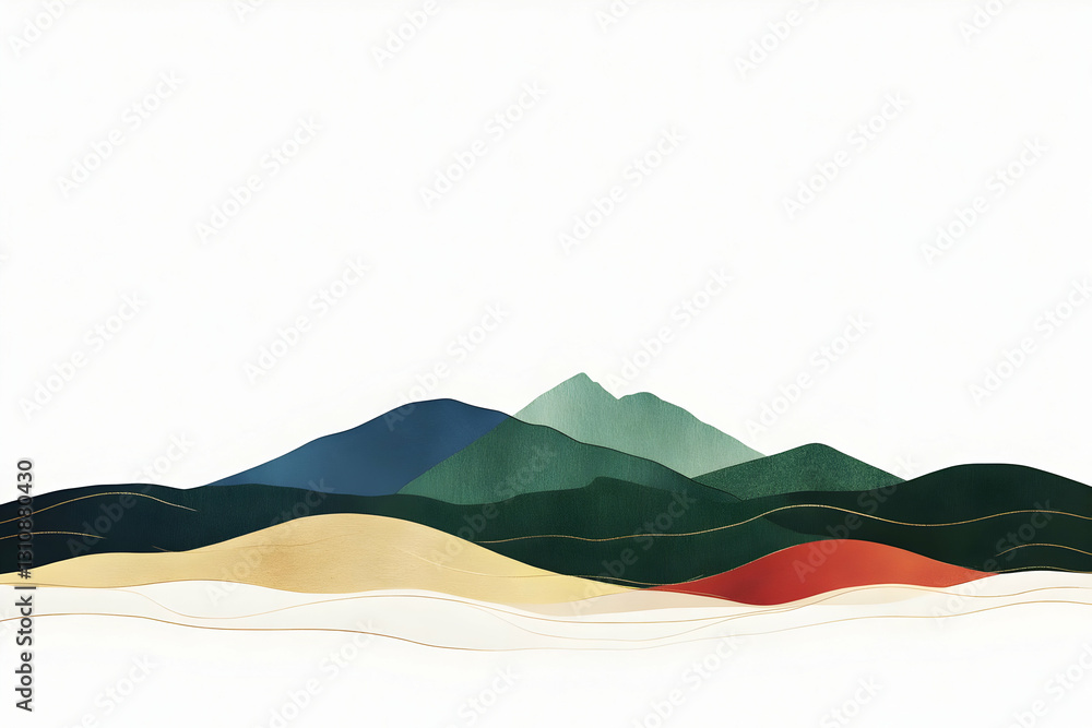 Naklejka premium Abstract Watercolor Mountain Landscape Illustration and Artwork for