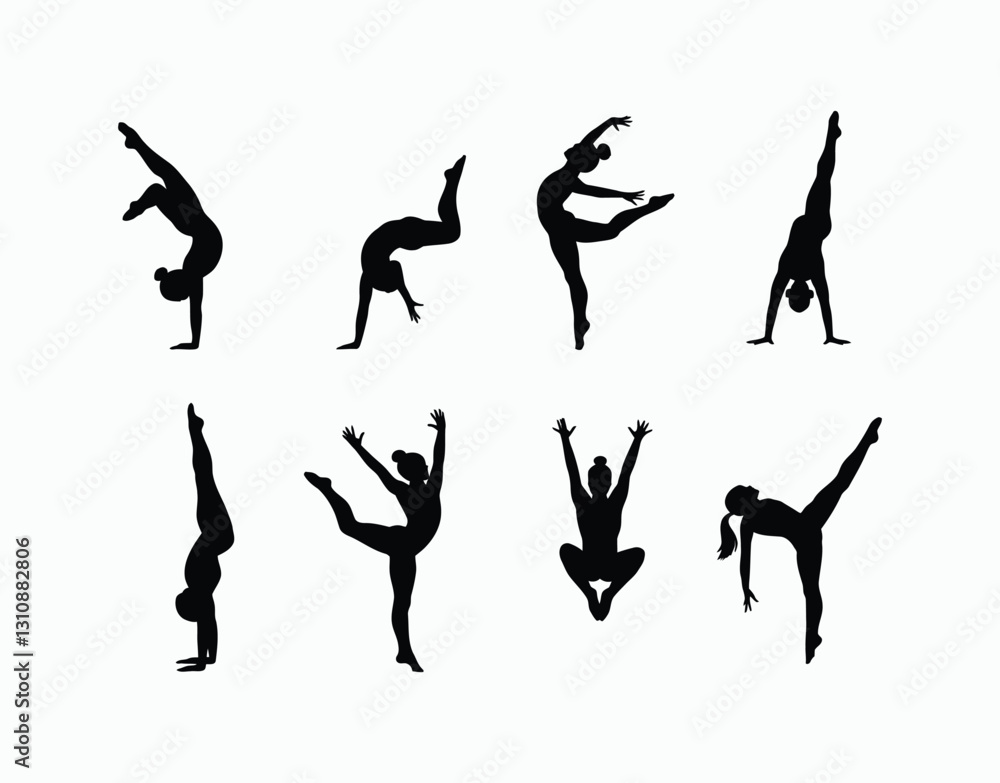 Gymnast Performance Silhouette Vector Template Gymnast Performance Silhouette Vector Template