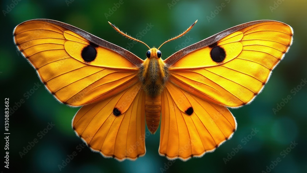 Fototapeta premium A vibrant orange moth with black spots on its wings, commonly found in Florida.