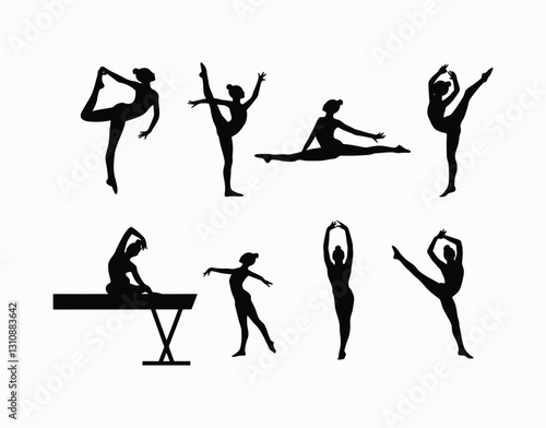 Gymnast Stretch Silhouette Vector Template