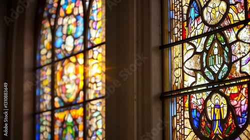 Radiant Light Through Stained Glass Window