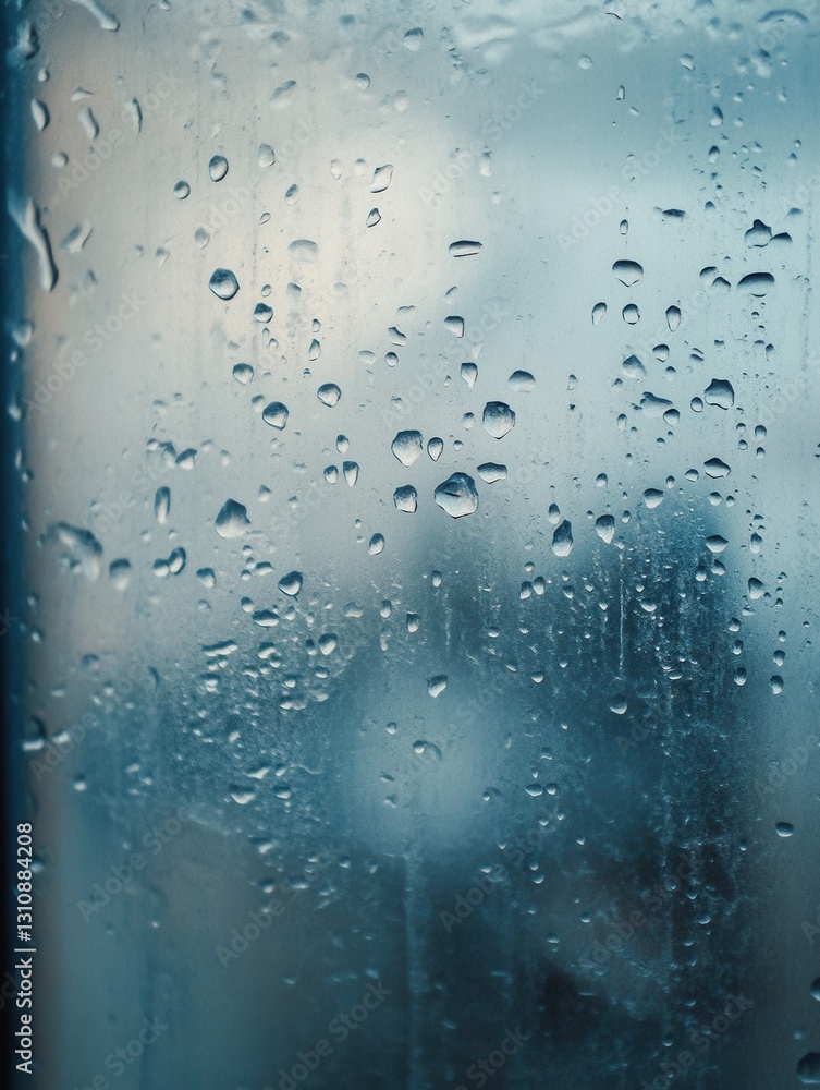 Raindrops trickle down a blurred window reflecting muted blue and gray sadness in a soft abstract backdrop Generative AI Raindrops trickle down a blurred window reflecting muted blue and gray sadness in a soft abstract backdrop Generative AI