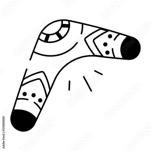 A hand drawn vector icon of a throwstick 