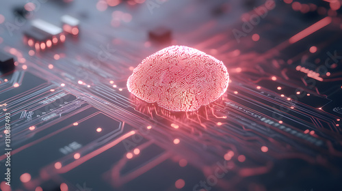 A macro shot of a circuit board infused with holographic streams of data, representing machine learning algorithms in action. Electric currents pulse through intricate patterns, visualizing deep