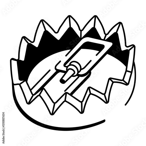 Animal trap icon in hand drawn style 