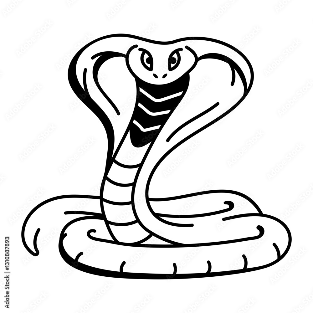 Fototapeta premium A hand drawn icon of dangerous black mamba 