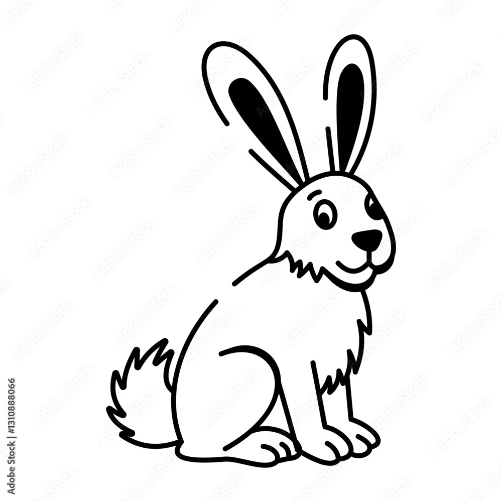 Fototapeta premium A doodle style icon of an african hare 