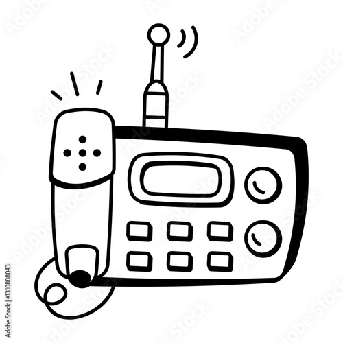 A hand drawn icon of radio transmitter 