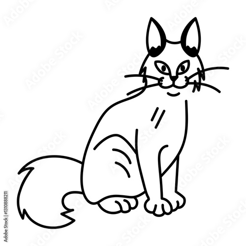 Cute caracal icon in hand drawn style 