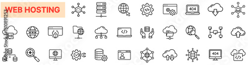 Web Hosting & Server Icons – Cloud Computing, Data Storage, Website Management