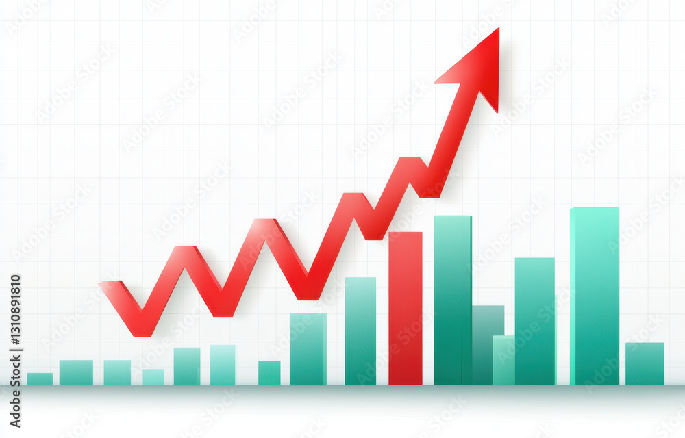 Stock market graph with red and green candlestick patterns showing upward trend, symbolizing growth and investment opportunities Stock market graph with red and green candlestick patterns showing upward trend, symbolizing growth and investment opportunities